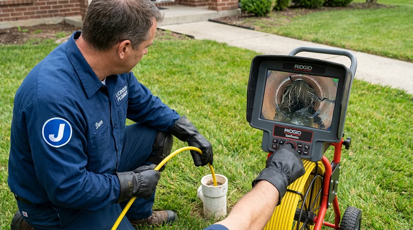 Sewer camera inspection being performed by Johns Plumbing LLC in Cadiz