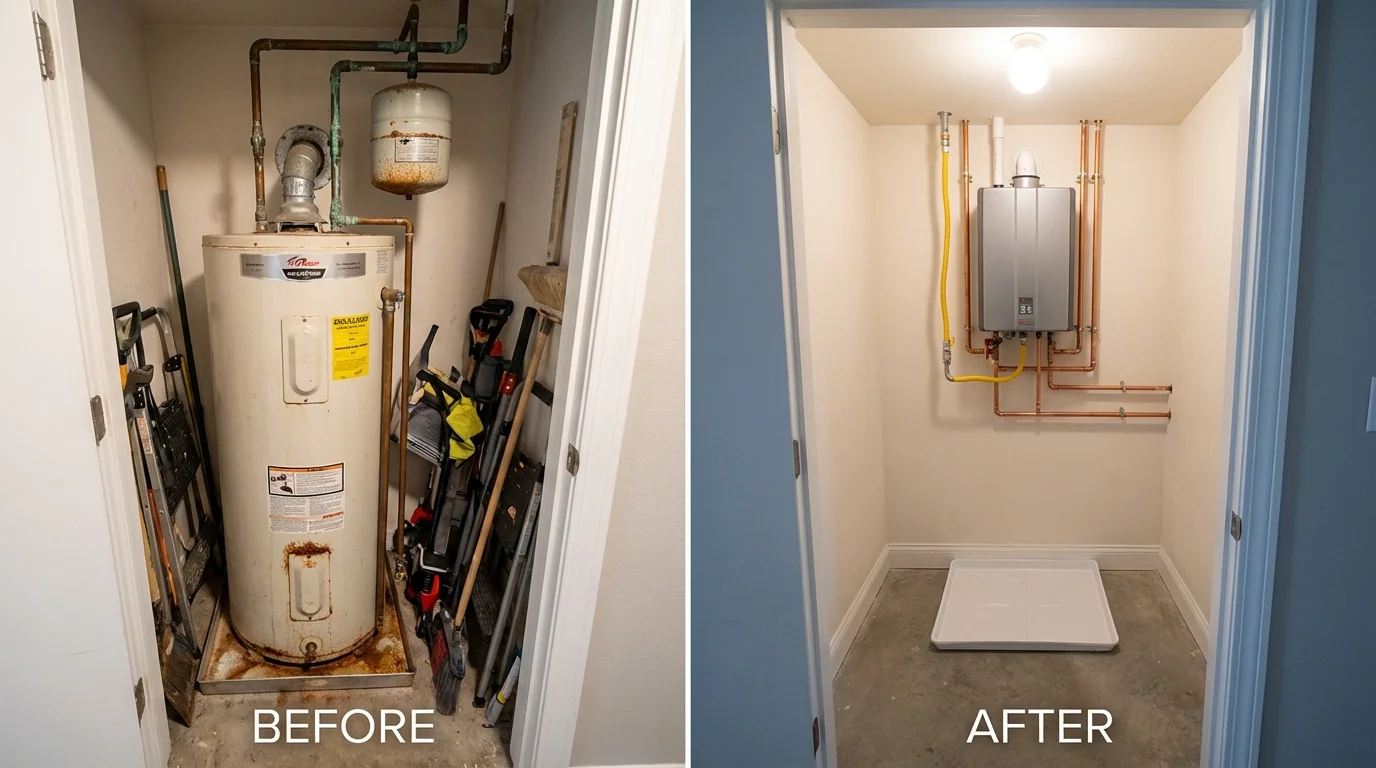 Tank water heater versus wall-mounted tankless unit comparison for Cadiz, KY homeowners